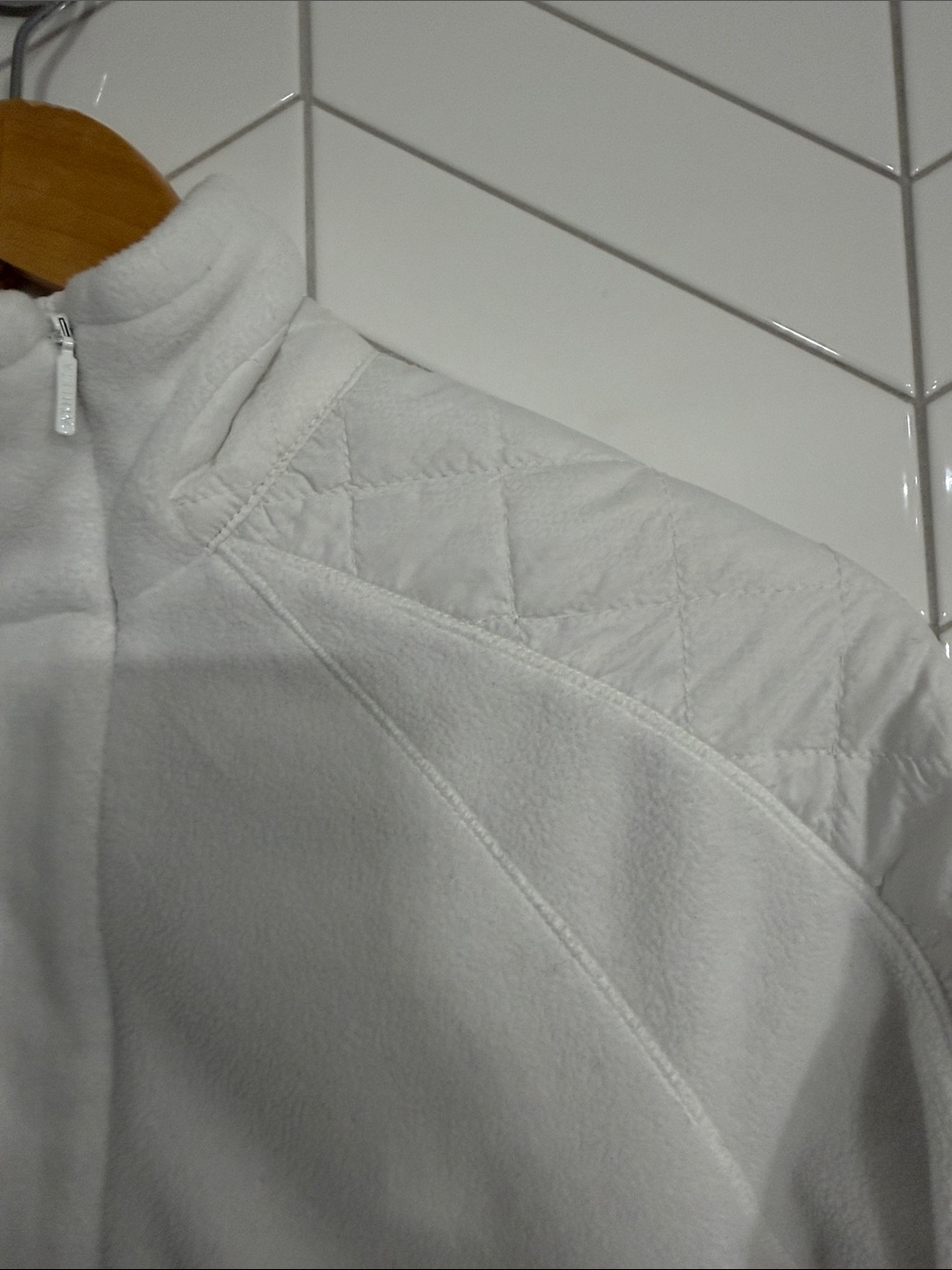 Athleta white mixed-media half-zip pullover in women’s size XS - Picture 4 of 11